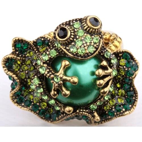 Frog stretch ring for women summer fashion jewelry W crystal animal charm gold silver color dropshipping wholesale 11