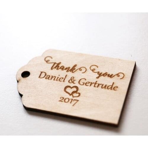 Custom wooden thank you with heart tag, rustic wedding favor tags, personalized Gift tag,wood Hang Tags