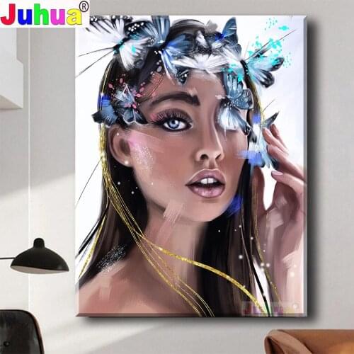 Diy Decorative Art Butterfly Hair girl 5d diamond painting square round drill round diamond Cartoon Mosaic embroidery beads