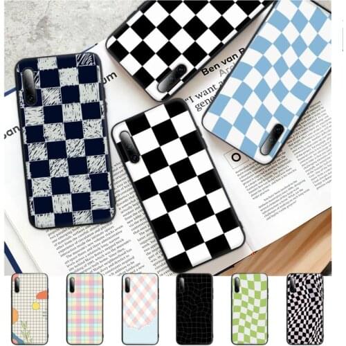 Checkerboard Checkered Chess Board Bling Cute Phone Case Huawei P9 P10 P20 P30 P40 Lite Pro P Smart 2019 2020 Silicone Cover