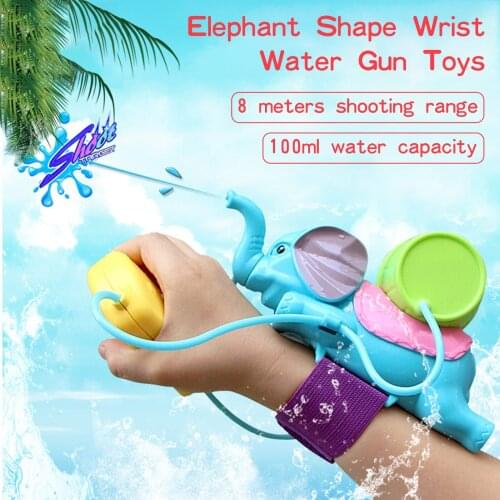 Cute Elephant Shape Wrist Water Gun Toys Kids Long Shooting Range Water Squirt Toy for Summer Outdoor Swimming Pool Beach