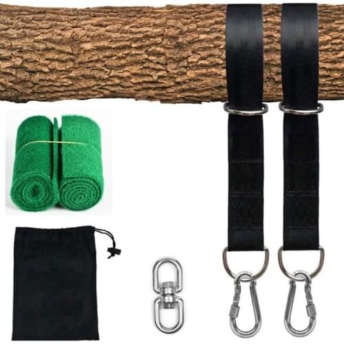 Outdoor Hammock 150cm Swing With Encrypted Polyester Childrens Strap with Spring Hook Rotating Ring Tree Guard