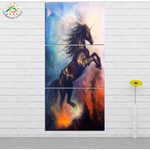 Wall Art HD Prints Canvas Art Painting Modular Picture And Poster Jumping Horse Canvas Painting Decoration Home 3 PIECES