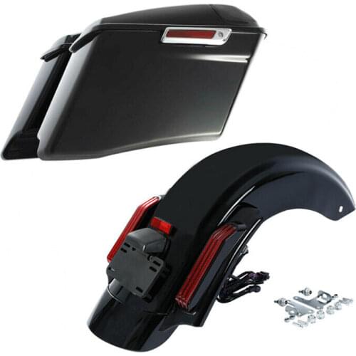 Motorcycle 4" Extended Hard Saddlebags Rear Fender For Harley Touring Road King Road Glide 2014-2020