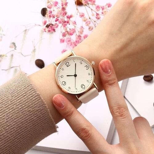 2020 Top Fashion Style Luxury Women Leather Strap Analog Quartz Wrist Watch Gold Ladies Watch Ladies Dress Watch