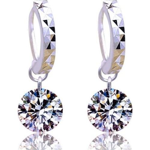 Authentic 925 Sterling Silver Jewelry Elegant Drop Earrings Paved Clear Zircon Stone Fashion Dangle Brincos for Women