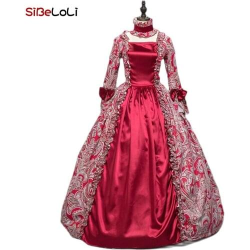 Renaissance Ball Gown Floral Printed Gothic Victorian Dress Rococo Historical Period Gown Theater Costume
