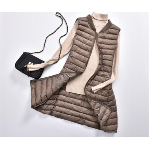 Winter Plus Size 3XL Women Down Jackets Vest Long Ultra Light Duck Down Coat Autumn Puffer Waistcoat Slim Parkas