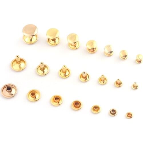 Gold Double Cap Metal Button Round Rapid Rivet Rivet Studs for Purse Bags Handbags Shoes Jeans Belts Webbing Leather Craft DIY
