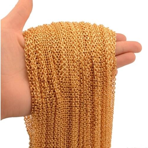 1.5-3mm New Arrive Womens Jewelry Wholesale Bulk Gold Stainless Steel Welding Strong Thin Rolo O Link Chain in Meters