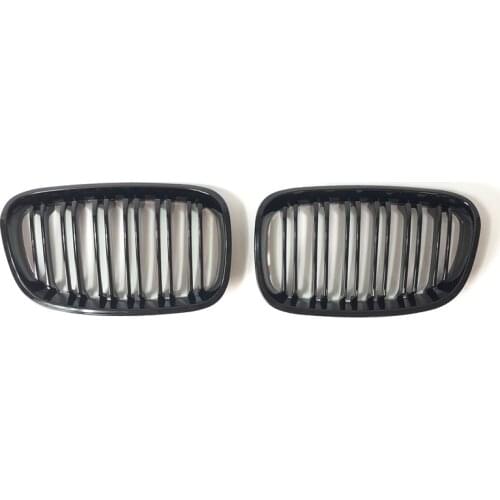 1Pair For BMW F20 F21 1 Series Gloss Black Kidney Grill Grille Twin Bar 2012-2014