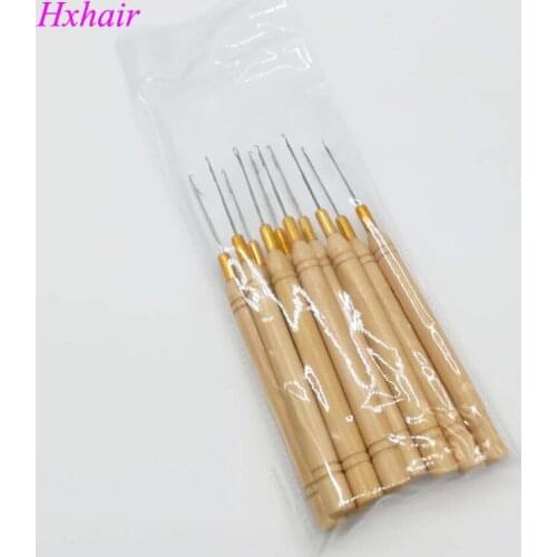 Freeshipping - 100pcs Wooden Handle Pulling Needle / Micro Rings / Loop Hair Extension Tools