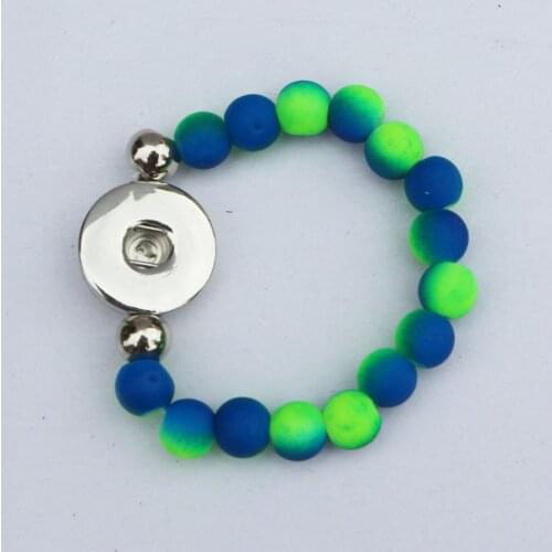 2PC Children Diy Snap Bracelet Jewelry Blue&Green Color Rubber Beads Handmade 18mm Snap Button Bracelet 15CM For Kids 6colors