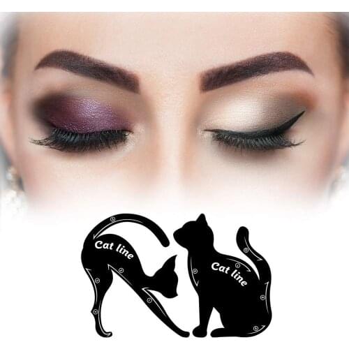 2PCS Eyeliner Stencils Eyebrow mold Cat Line Pro Eye Template Shaper stickers Card Eyeliner Stamps Model Makeup Tool