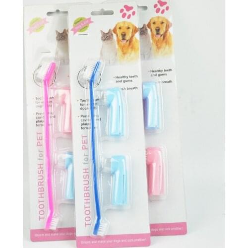 3Pcs/bag Suit Pets Teeth Cleaning Tool Dogs Cats Tartar Remover Pen Cat Grooming Dog Toothbrush Super Soft Pet Finger Toothbrush
