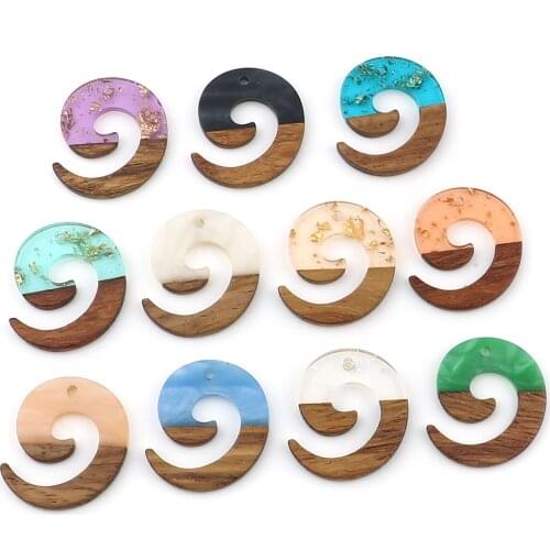 3 PCs Swirl Wood Effect Resin Charms Natural Foil Colorful Resin Wood Pendants For DIY Earrings Necklace Jewelry Finding Pendant