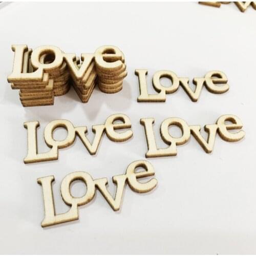 50pcs Wooden Love Signs Rustic Home Decorative Wood Love Cutout Word Table Signs for Wedding Decor