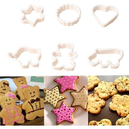 6PC Plastic Cartoon Animal Cookie Cutter Stamp Cake Molds Sugarcrafts Mold Pineapple Fruit Cake Kitchen Baking Mould Tools