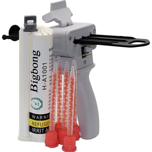 75ml Grey Glue Adhesive 10:1 AB Glues Strong Adhesives and 75ml AB Glue Gun 10:1 Caulking Gun with 5pc 10:1 Static Mixing Nozzle