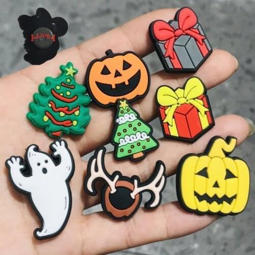 8PCS PVC Cartoon Fridge Magnets Christmas Tree Halloween Christmas Pumpkin Antlers Refrigerator Magnetic Sticker Kids Gifts