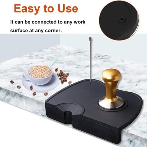 ABZS Silicone Espresso Mat Black Coffee Tamper Mat Anti-Slip Corner Tamping Pad for Barista Tool to Protect Your Worktop