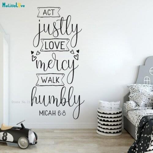 Act Justly Love Mercy Walk Humbly Children Quote Brave Art Vinyl Decor Wall Decal Laws Of Life Him Nursery Gifts Camping YT4280