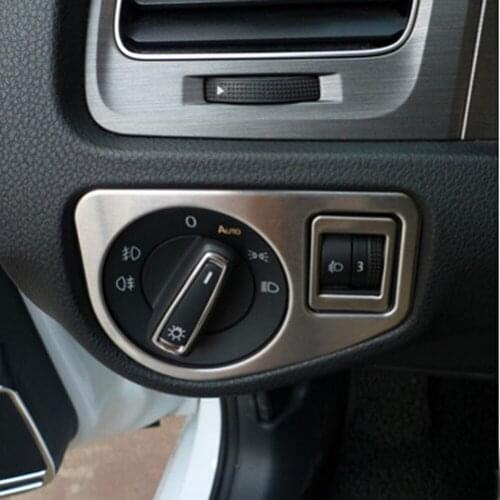 Car Styling stainless steel Headlight Switch Decorative Sequins Cover Stickers For Volkswagen VW Golf 7 MK7 VII GTI R 2014-2018
