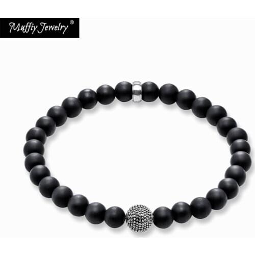 DIY Black Onyx and Silver Kathmandu Bead Bracelets,2017 Super Deals Karma Gift In Silver,Europe Style,Gift for Men and Women