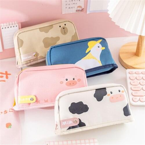 Pencil Cases Kawaii Stationery Pencilcase School Supplies Estuche Escolar Trousse Scolaire Fold Case 2021 Cute Pen Bag Big Pouch