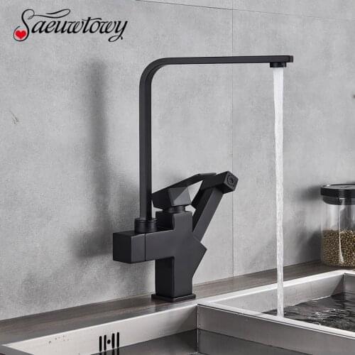 Deck Mout Black Higher Kitchen Faucet hot cold Mixer Tap one Hole single Handle Pull Out Spray Gun Brass Material Lead Free