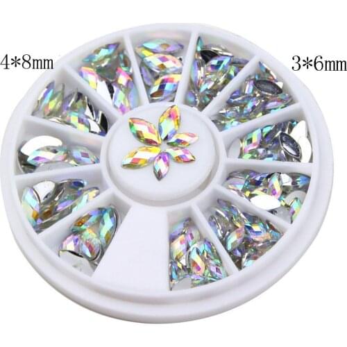 EWTU014012 New Fashion 3D AB White Color Crystal Horse Eyes Gem Glitters Rhinestones DIY Nail Art Tips Decoration Manicure Wheel