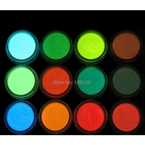 12 color set nail polish glow in dark luminous pigments color fluorescent powder