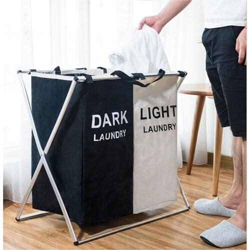 X-Shape Three Grid Home Laundry Hamper Sorter Foldable Dirty Laundry Basket Organizer Printed Collapsible Laundry Basket Large