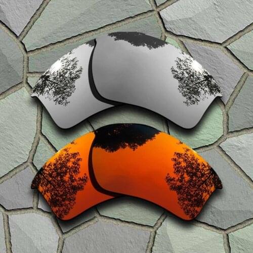 Chrome&Red Orange Sunglasses Polarized Replacement Lenses for Oakley Half Jacket 2.0 XL
