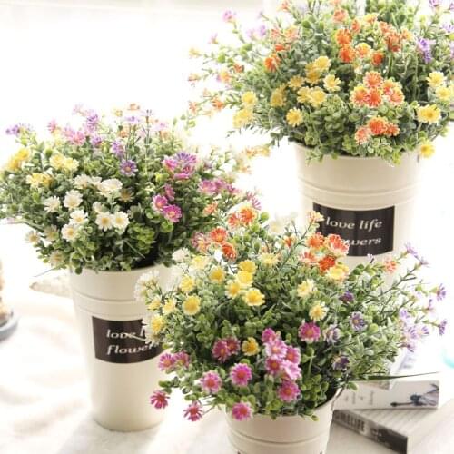 34.5CM Artificial Fake Flowers Wild Chrysanthemum Floral Wedding Bouquet Home Deco Home bush decorative fake flowers