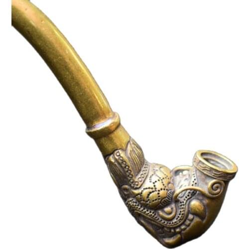 China The Head Of Old Copper Dragon Pipe Tobacco Pot
