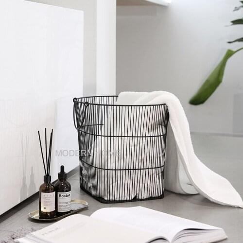 Modern Design Loft Metal wire Storage Basket with handle, fashion design Dirty clothes laundry bag Basket, home organizer basket
