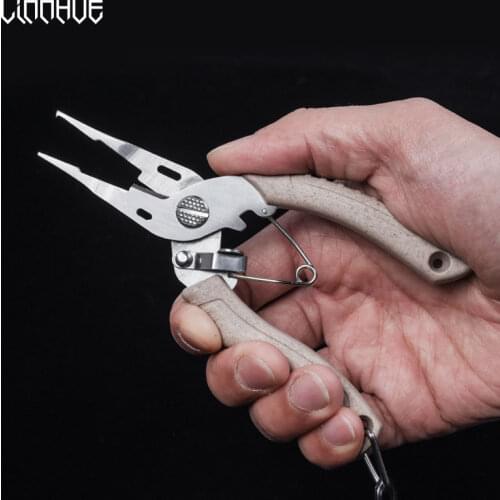 LINNHUE Stainless Steel Multifunctional Fishing Pliers Hook Remover Line Cutter Fishing Tackle Grip Split Ring Pliers pesca