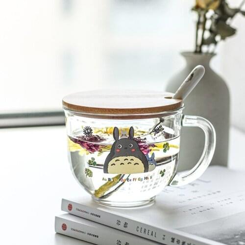 2021 New Ready Player One Creative Totoro Catoon Glass Mug 500ml Breakfast Milk Tea Juice Cold Brinkware Beer Cup Birthday Gift
