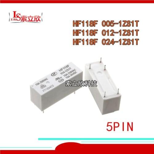 10PCS New Relay HF118F 005-1ZS1T HF118F-012-1ZS1T HF118F 024-1ZS1T HF118F 012-1ZS1T HF118F 024 1ZS1T JQX-118F 5PIN 10A
