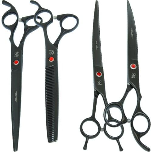 8.0" Pets Trimming Scissors Professional Dogs Grooming Shears Straight Curved Hair Cutting Tijeras 7.5" Thinning Tesouras B0044A