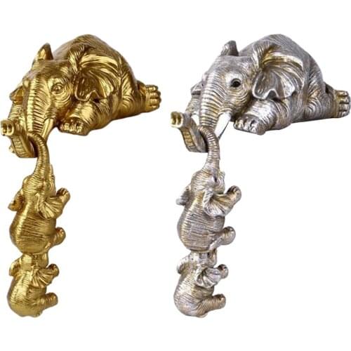 Adorable Elephant Figurine Home Office Desktop Resin Mother and Two Babies Family Statue Tabletop Sculpture Decor Kids Room Gift