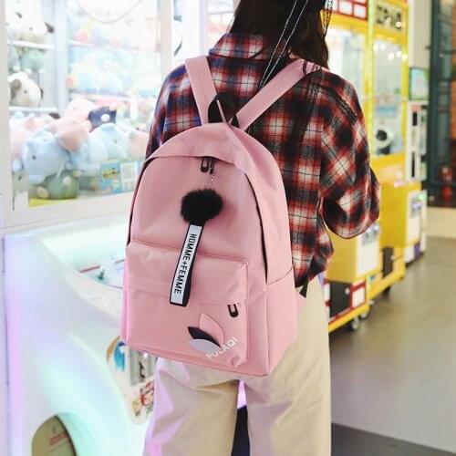 2020 Solid Canvas Backpack Girl School Bags For Teenage College Wind Women SchoolBag High Student Bags Nylon Printing Mochilas