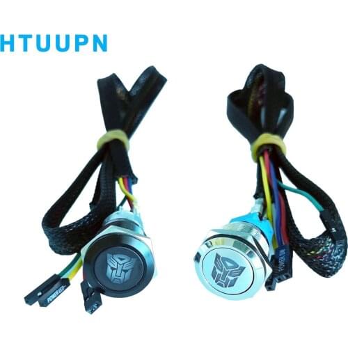 PC Host Start Restart LED Metal Button Switch PC Autobots Transformer DIY Power on Custom 3V-6V With 60cm Motherboard Cable