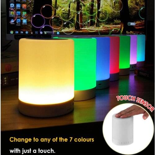 Hot LED Night Light with Bluetooth Speaker Portable Wireless TF Card Touch Control Color Bedside Table Lamp Speakers Kit