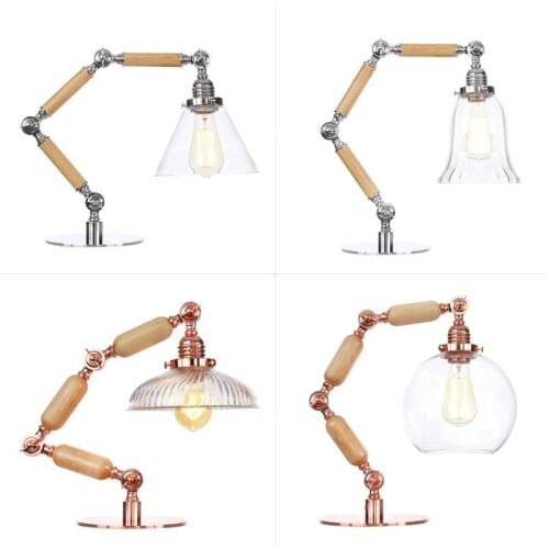 Nordic style simple Cafe clothing shop living room dining room wooden glass lampshade decorative table lamp