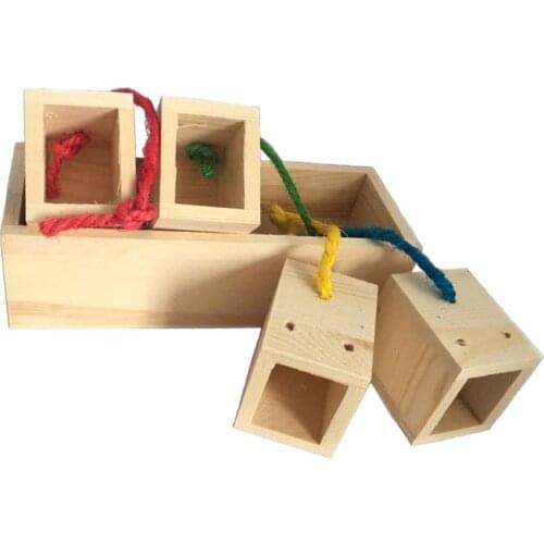 Bird Parrot Intelligence Toy Wooden Box Food Foraging Feeder Cage Feeding Toys Treat Training for Budgie Parakeet Cockatiel C42