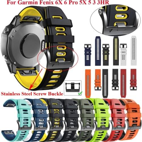 26 22mm Quick Release Watch Band Straps For Garmin Fenix 6 6X 5X 5 3 3HR Forerunner 935 945 Watchband Easyfit Silicone Wirstband