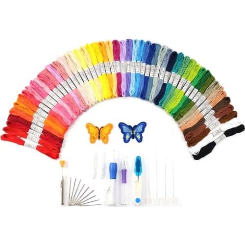 BMBY-DIY Embroidery Pen Knitting Sewing Tool Kit Punch Needle Set with 50 Threads Plastic+Steel Home Decoration Ornaments