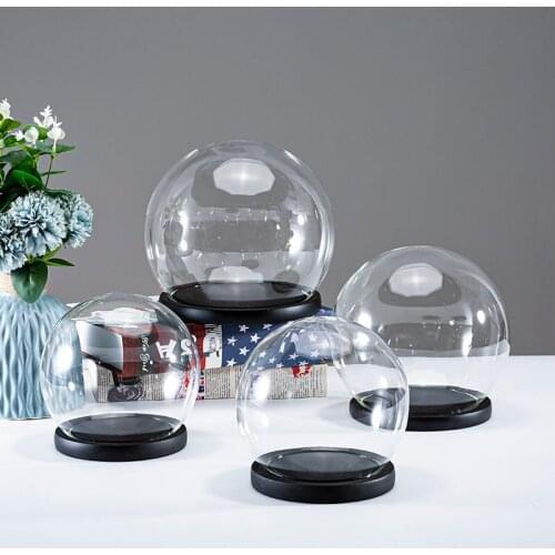 Free Shipping Diameter=10cm 12cm 13cm 15cm 18cm 20cm Antique Base Glass Dome Vase Home Decoration Transparent Cove Wedding Gift